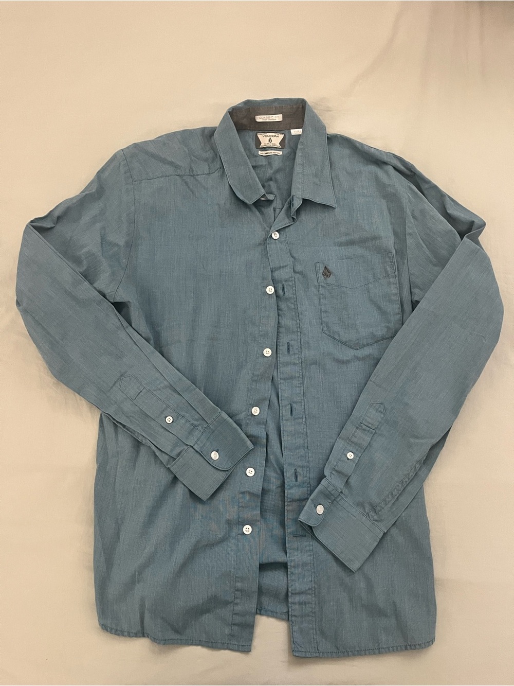 Casual Men's Long-Sleeve Button-Up Shirt - Blue